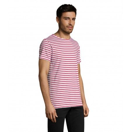 Sol's - Tee-shirt homme col rond rayé MILES MEN - Blanc / Rouge