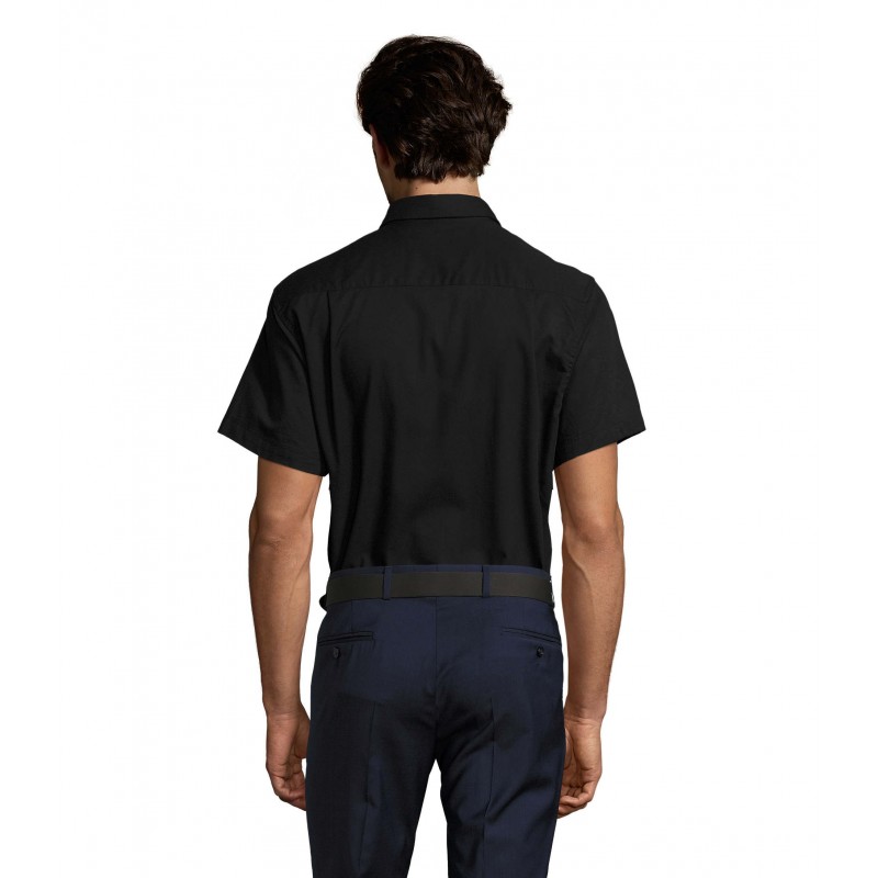 Sol's - Chemise homme en twill de coton manches courtes BROOKLYN - Noir