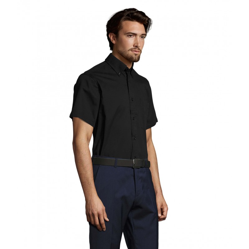 Sol's - Chemise homme en twill de coton manches courtes BROOKLYN - Noir