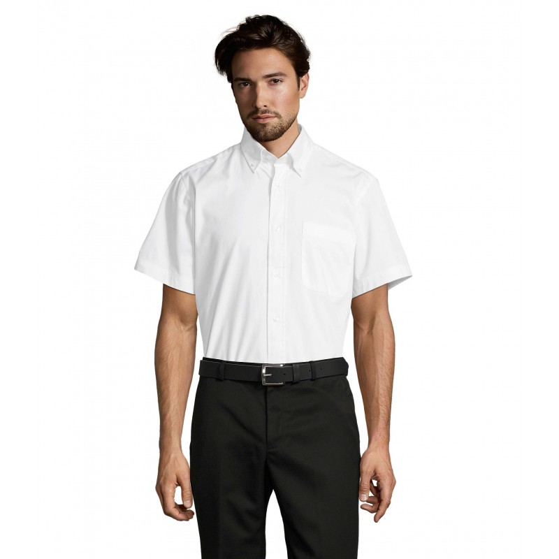 Sol's - Chemise homme en twill de coton manches courtes BROOKLYN - Blanc