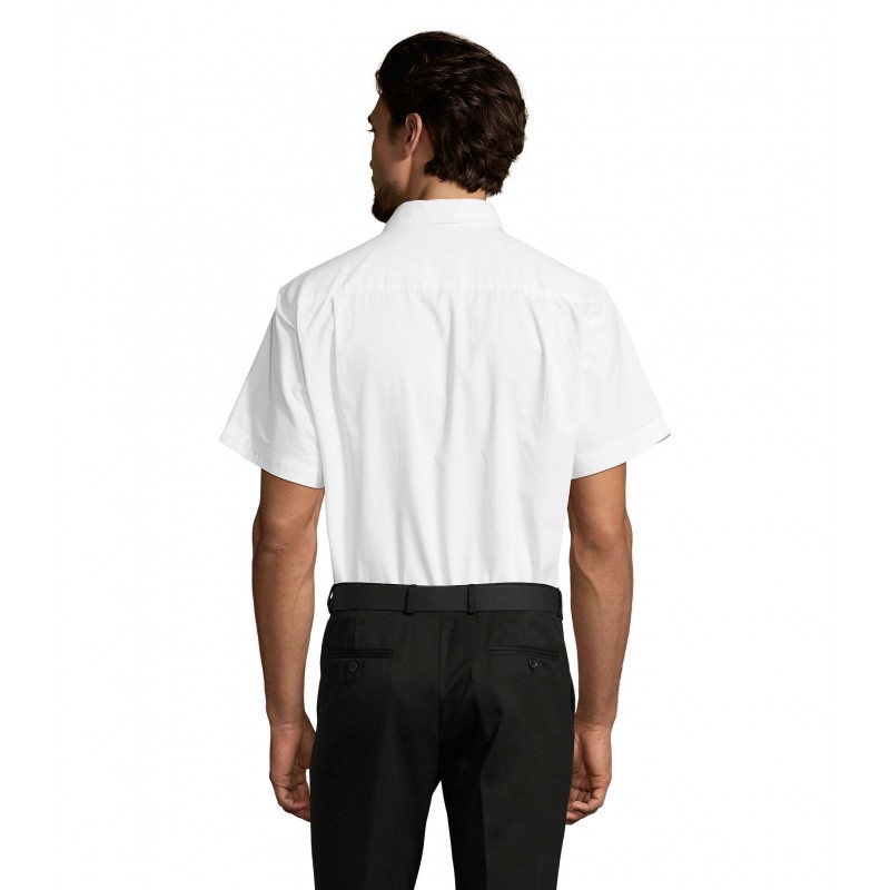 Sol's - Chemise homme en twill de coton manches courtes BROOKLYN - Blanc