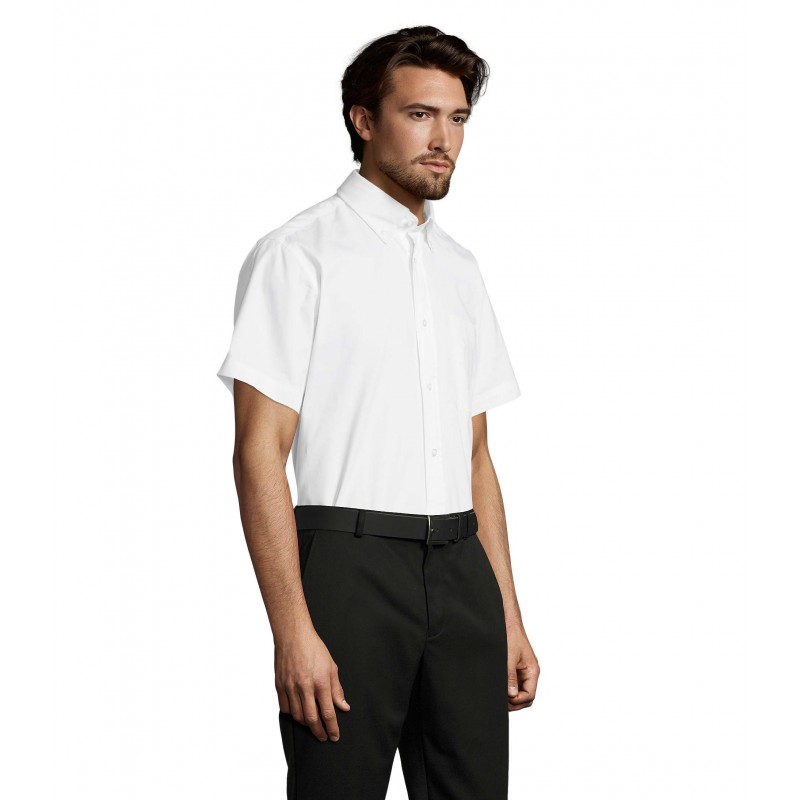 Sol's - Chemise homme en twill de coton manches courtes BROOKLYN - Blanc