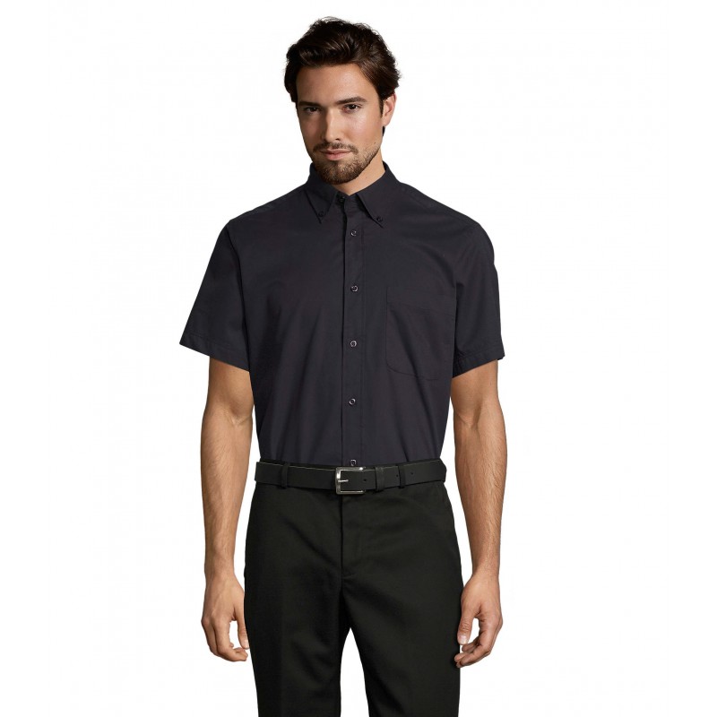 Sol's - Chemise homme en twill de coton manches courtes BROOKLYN - French Marine