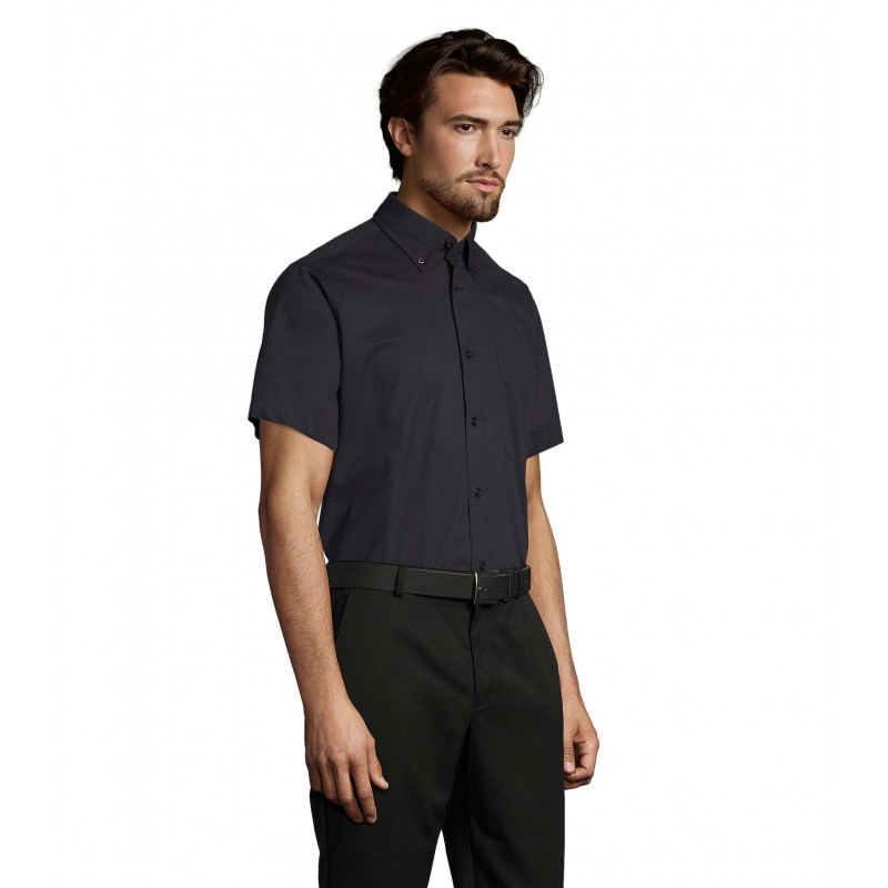 Sol's - Chemise homme en twill de coton manches courtes BROOKLYN - French Marine