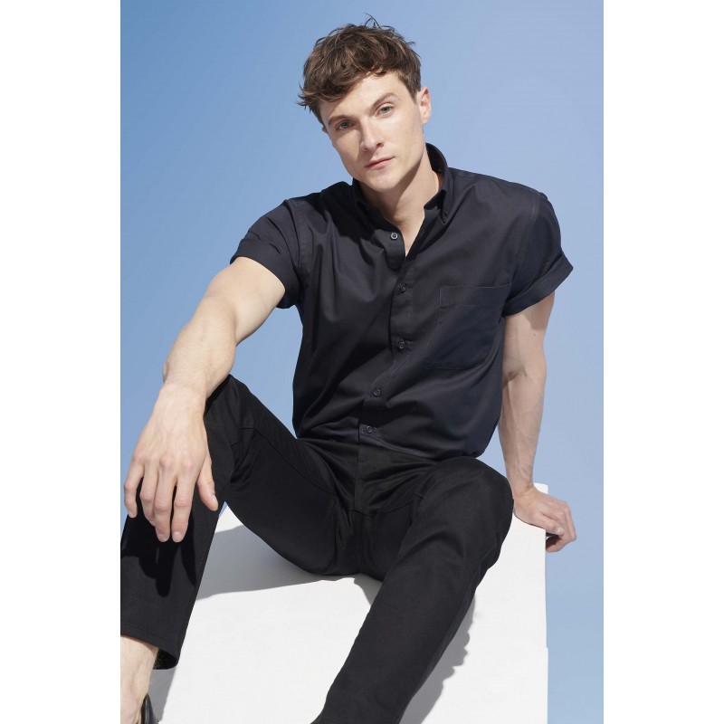 Sol's - Chemise homme en twill de coton manches courtes BROOKLYN