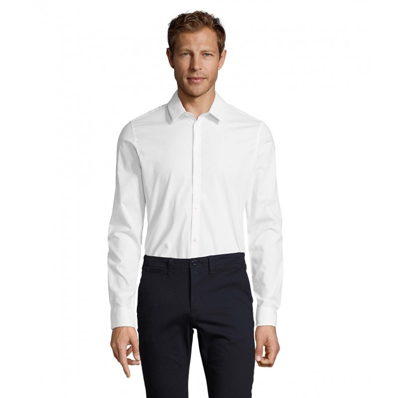 Sol's - Chemise homme stretch manches longues BLAKE MEN - Blanc
