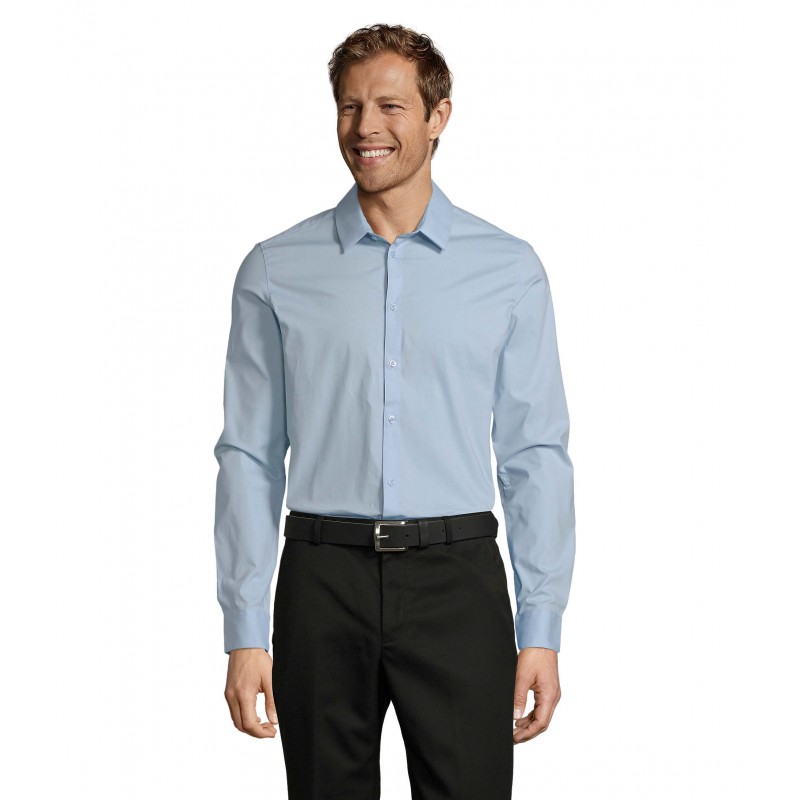 Sol's - Chemise homme stretch manches longues BLAKE MEN - Bleu Clair