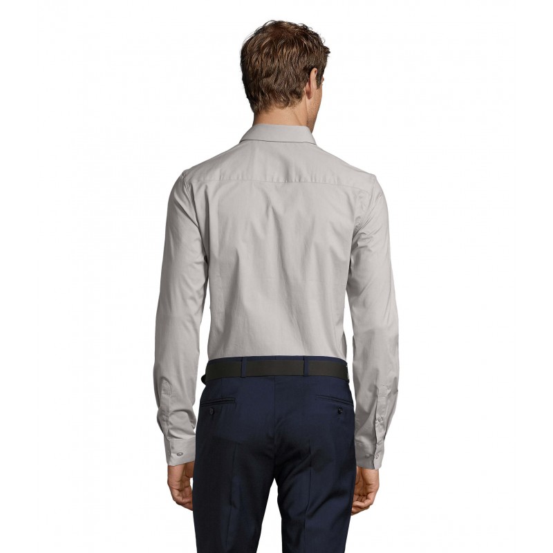 Sol's - Chemise homme stretch manches longues BLAKE MEN - Gris Perle