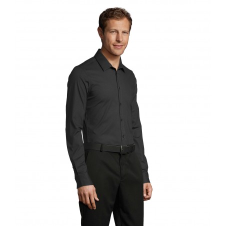 Sol's - Chemise homme stretch manches longues BLAKE MEN - Gris Titanium