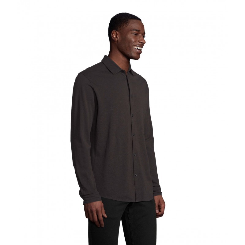 Neoblu - Chemise en coton piqué homme BASILE MEN - Noir Profond