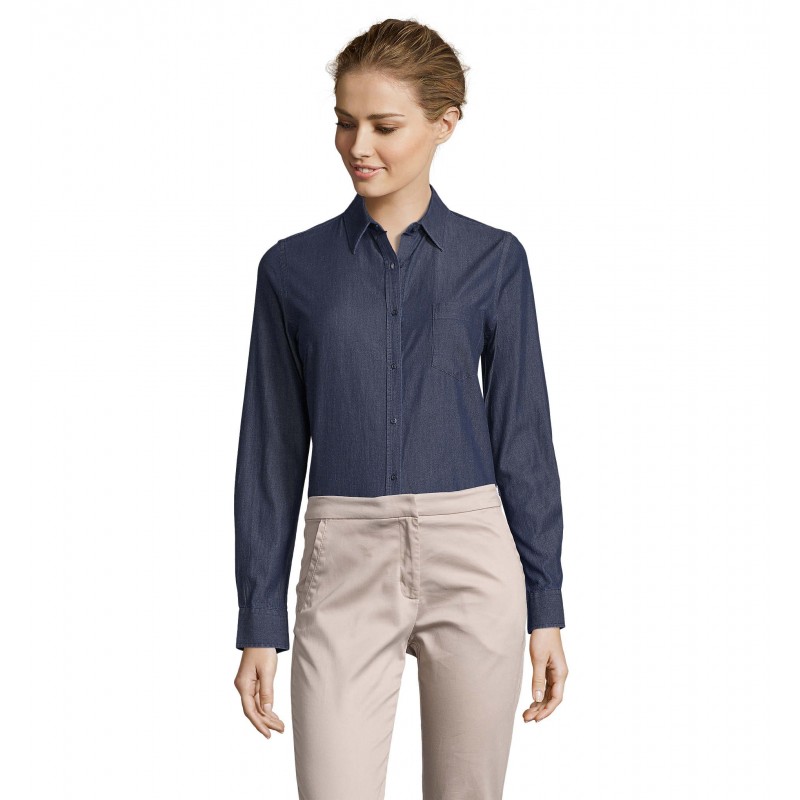 Sol's - Chemise femme en denim BARRY WOMEN - Brut Denim