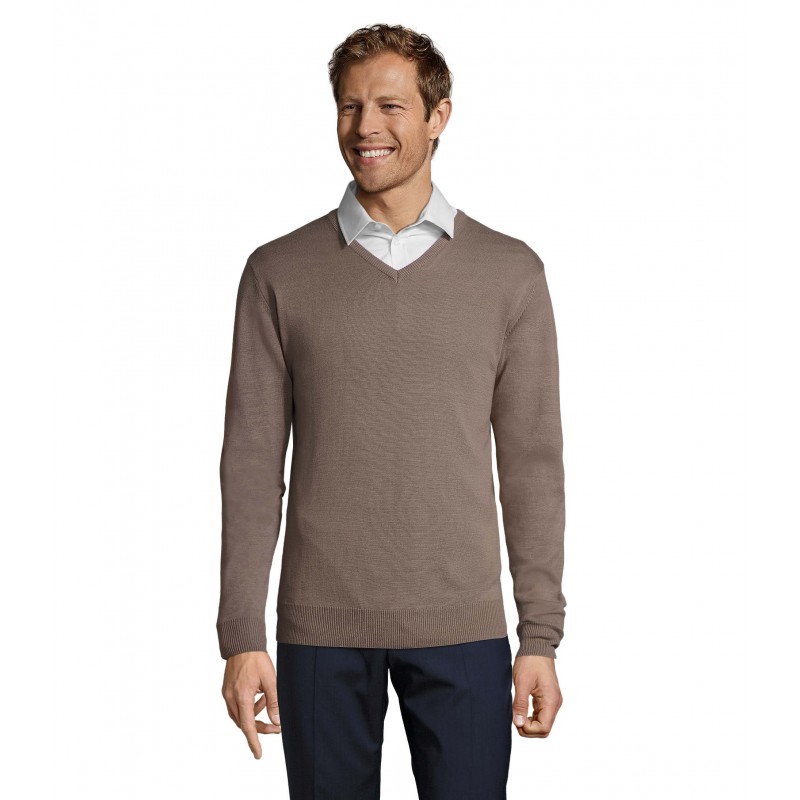 Sol's - Pull col v homme GALAXY MEN - Gris Moyen