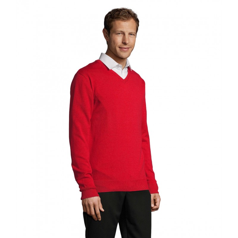 Sol's - Pull col v homme GALAXY MEN - Rouge