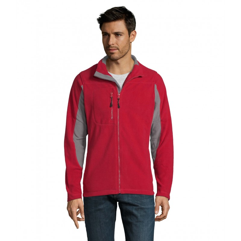 Sol's - Veste polaire bicolore zippée homme NORDIC - Rouge