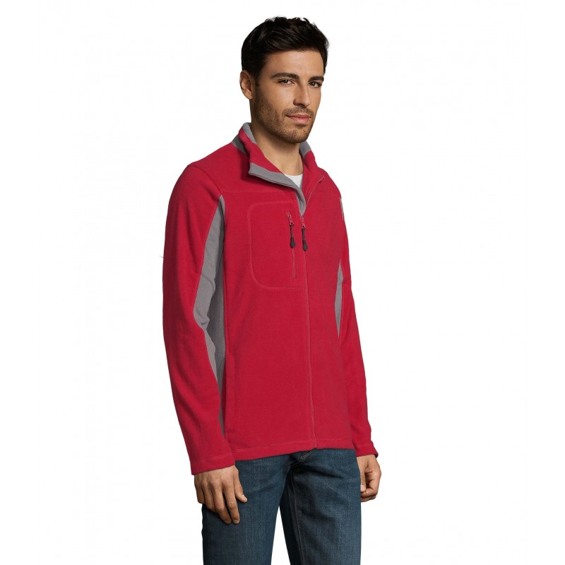 Sol's - Veste polaire bicolore zippée homme NORDIC - Rouge