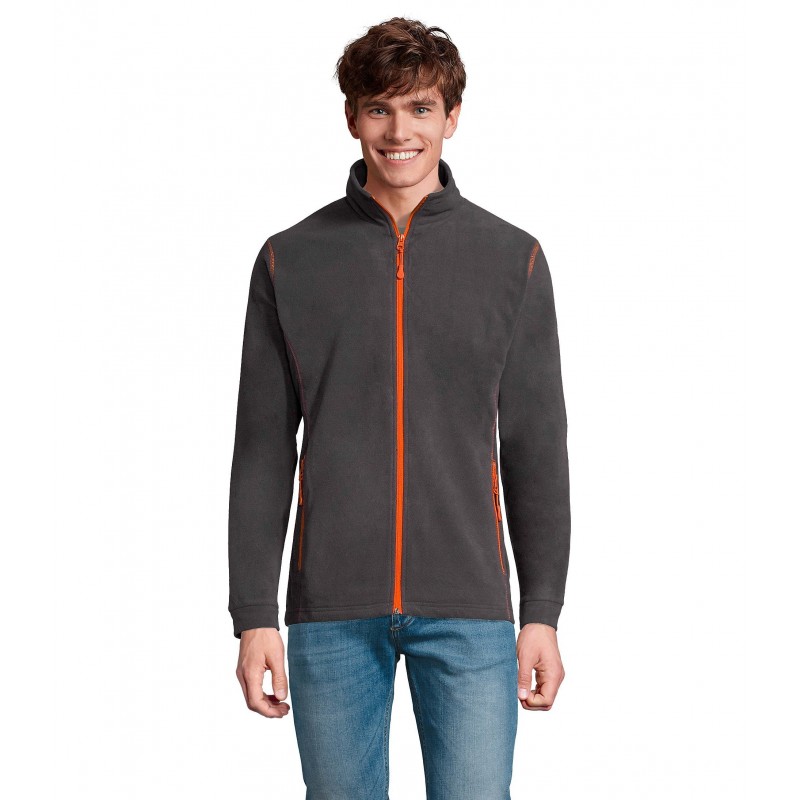 Sol's - Veste micropolaire zippée homme NOVA MEN - Anthracite / Orange
