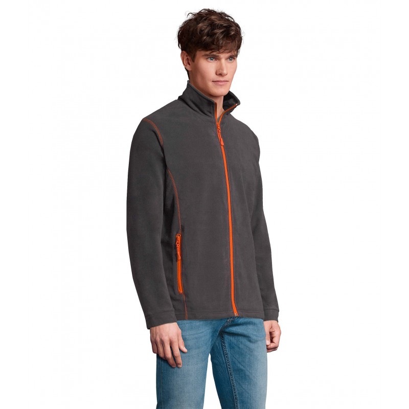 Sol's - Veste micropolaire zippée homme NOVA MEN - Anthracite / Orange