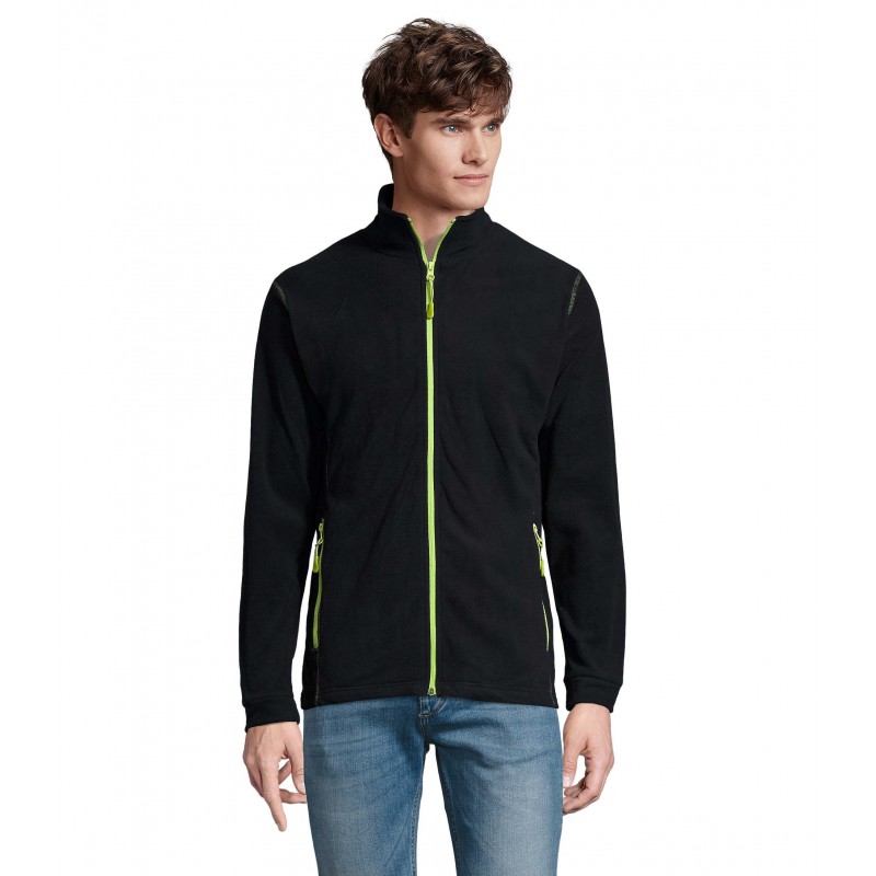Sol's - Veste micropolaire zippée homme NOVA MEN - Marine / Vert Pomme
