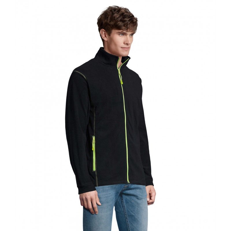 Sol's - Veste micropolaire zippée homme NOVA MEN - Marine / Vert Pomme