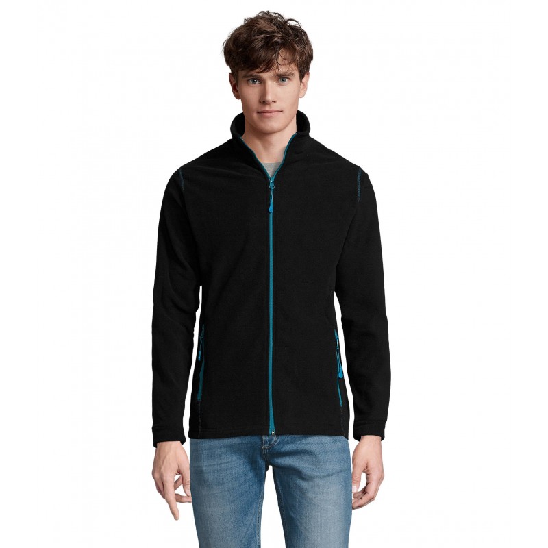 Sol's - Veste micropolaire zippée homme NOVA MEN - Noir / Aqua