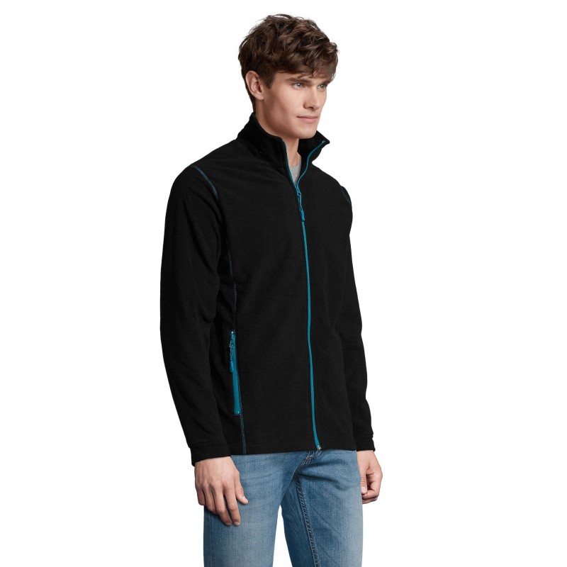Sol's - Veste micropolaire zippée homme NOVA MEN - Noir / Aqua