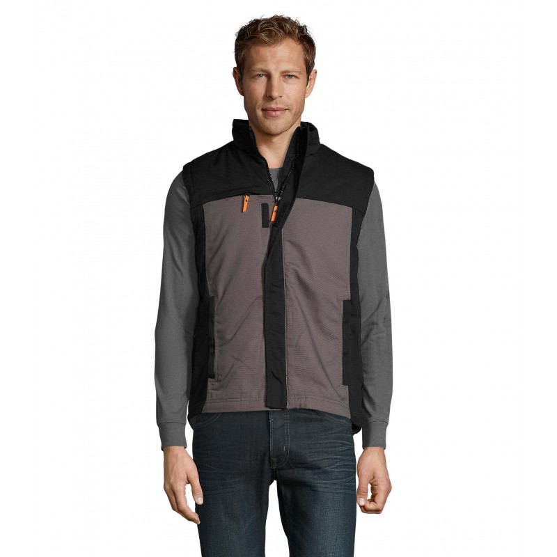 Sol's - Bodywarmer bicolore workwear homme MISSION PRO - Gris Foncé / Noir