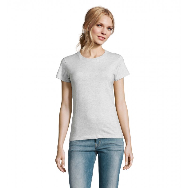 Sol's - Tee-shirt femme col rond IMPERIAL WOMEN - Blanc Chiné