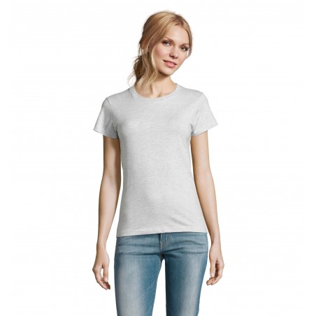 Sol's - Tee-shirt femme col rond IMPERIAL WOMEN - Blanc Chiné
