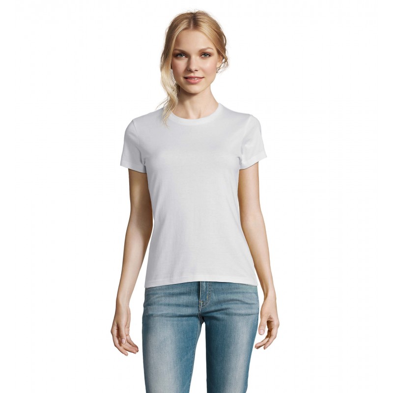 Sol's - Tee-shirt femme col rond IMPERIAL WOMEN - Blanc