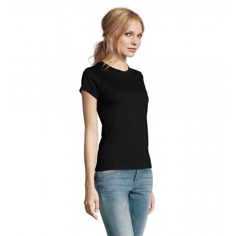 Sol's - Tee-shirt femme col rond IMPERIAL WOMEN - Noir Profond
