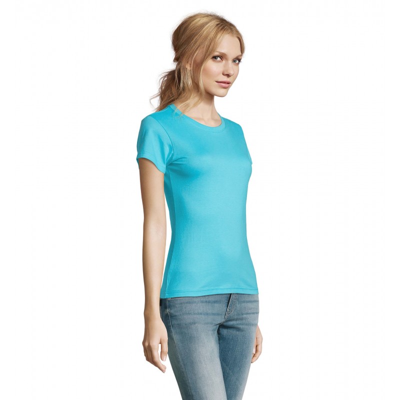 Sol's - Tee-shirt femme col rond IMPERIAL WOMEN - Bleu Atoll