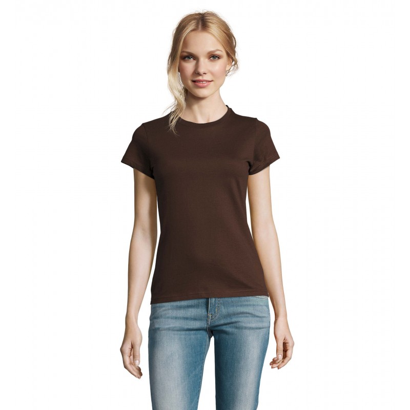 Sol's - Tee-shirt femme col rond IMPERIAL WOMEN - Chocolat