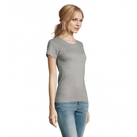 Sol's - Tee-shirt femme col rond IMPERIAL WOMEN - Gris Chiné