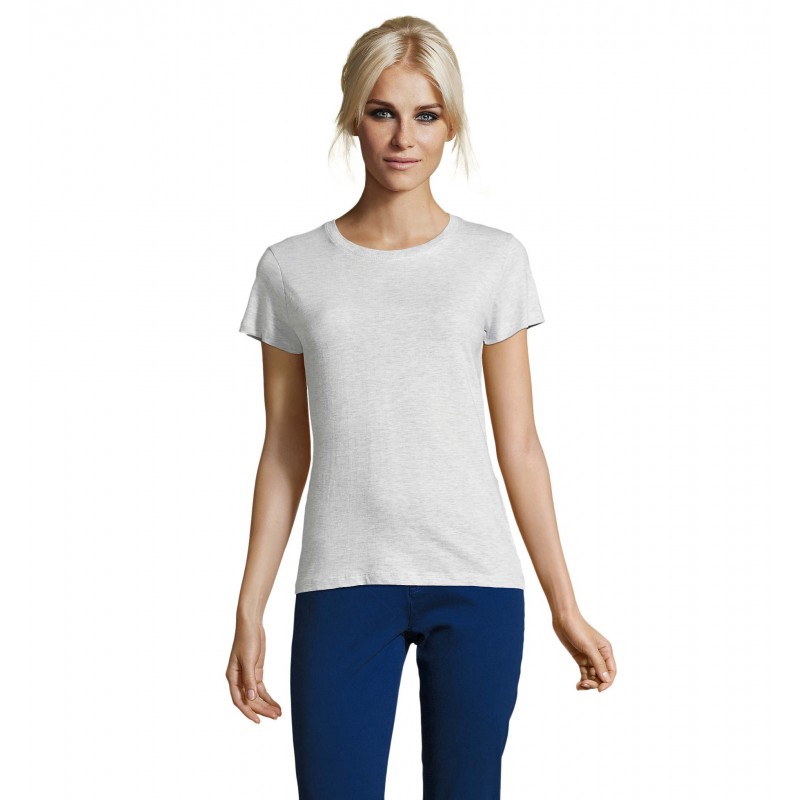Sol's - Tee-shirt femme col rond REGENT WOMEN - Blanc Chiné