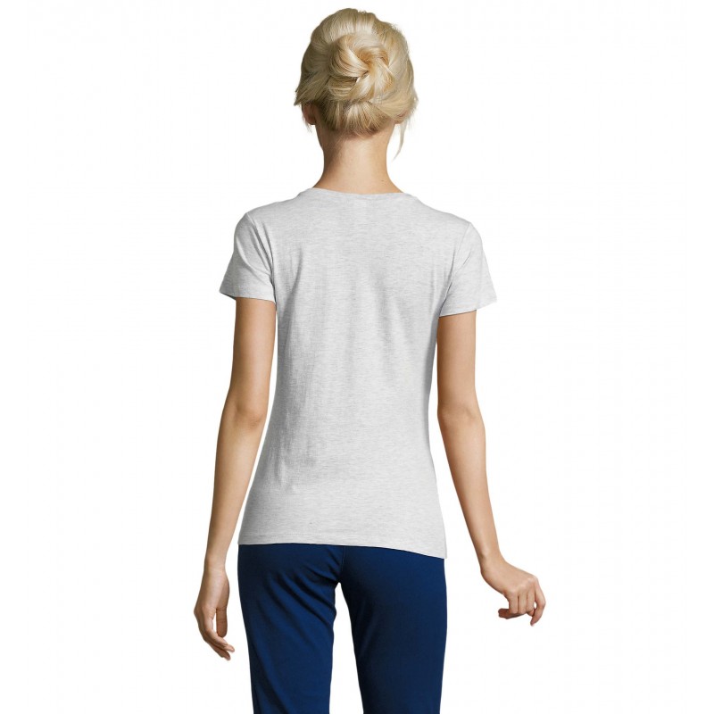 Sol's - Tee-shirt femme col rond REGENT WOMEN - Blanc Chiné