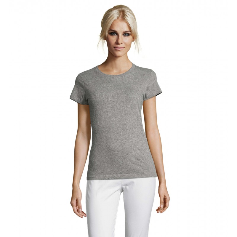 Sol's - Tee-shirt femme col rond REGENT WOMEN - Gris Chiné