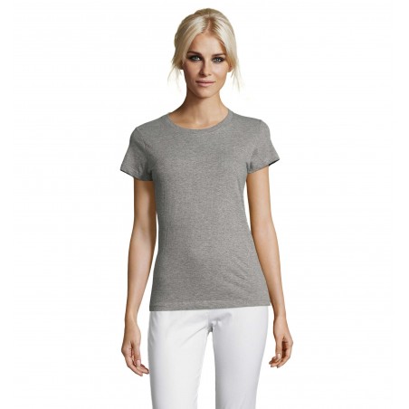 Sol's - Tee-shirt femme col rond REGENT WOMEN - Gris Chiné
