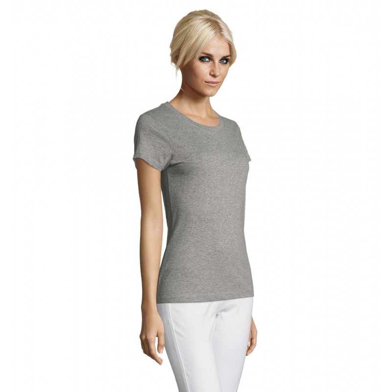 Sol's - Tee-shirt femme col rond REGENT WOMEN - Gris Chiné