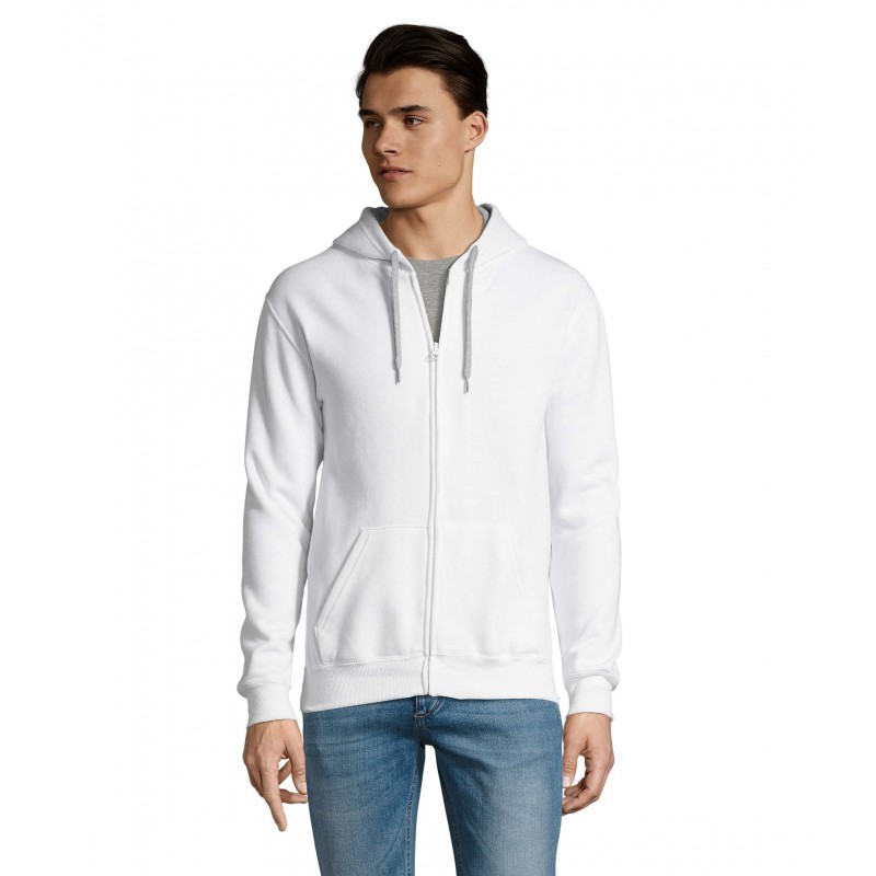 Sol's - Veste zippée homme bicolore à capuche doublée contrastée SOUL MEN - Blanc