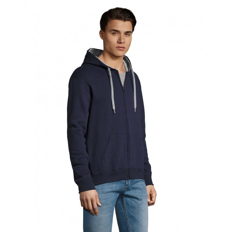 Sol's - Veste zippée homme bicolore à capuche doublée contrastée SOUL MEN - French Marine