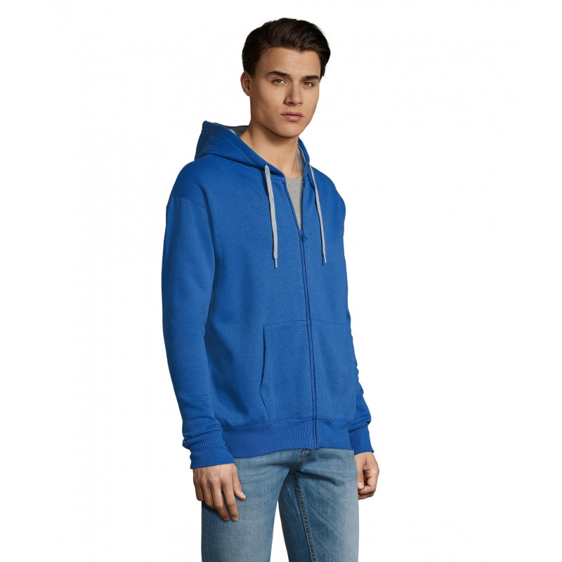Sol's - Veste zippée homme bicolore à capuche doublée contrastée SOUL MEN - Royal