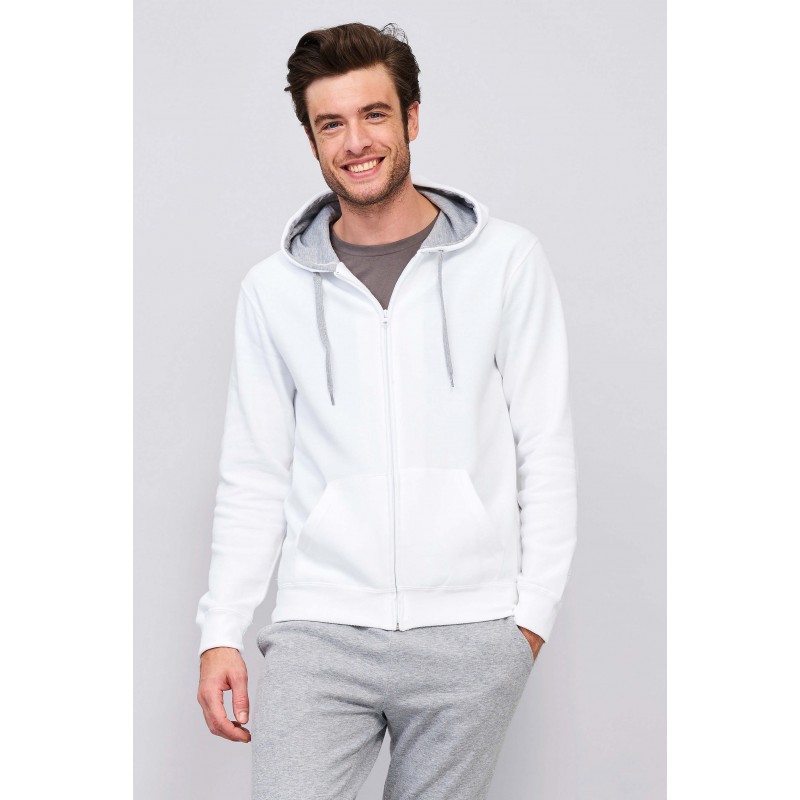 Sol's - Veste zippée homme bicolore à capuche doublée contrastée SOUL MEN