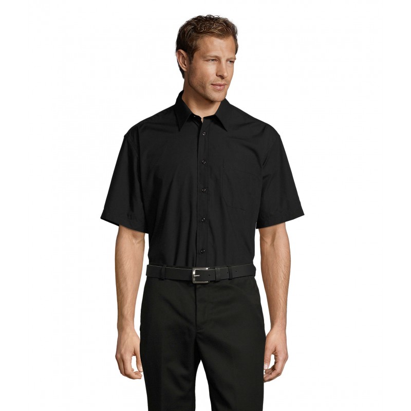 Sol's - Chemise homme popeline manches courtes BRISTOL - Noir