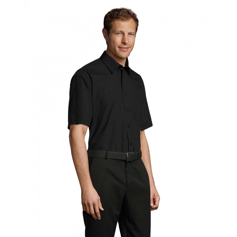 Sol's - Chemise homme popeline manches courtes BRISTOL - Noir
