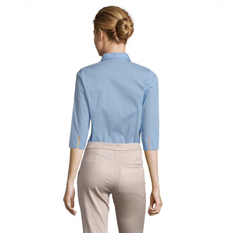 Sol's - Chemise femme stretch manches 3/4 EFFECT - Ciel Vif