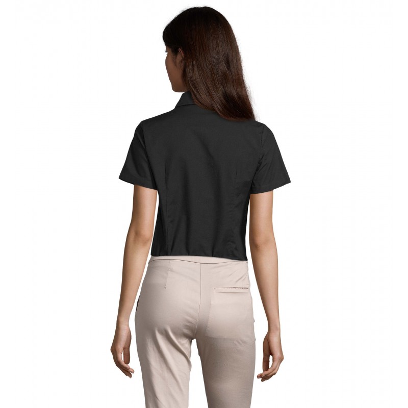 Sol's - Chemise femme oxford manches courtes ELITE - Noir