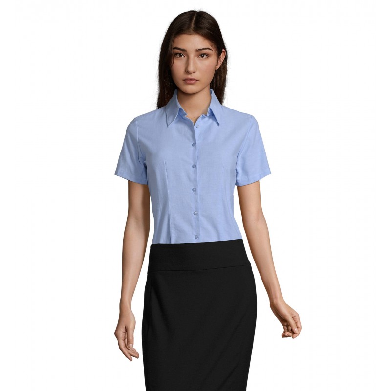 Sol's - Chemise femme oxford manches courtes ELITE - Ciel