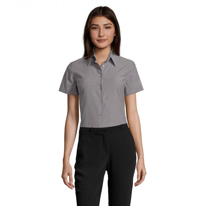 Sol's - Chemise femme oxford manches courtes ELITE - Silver
