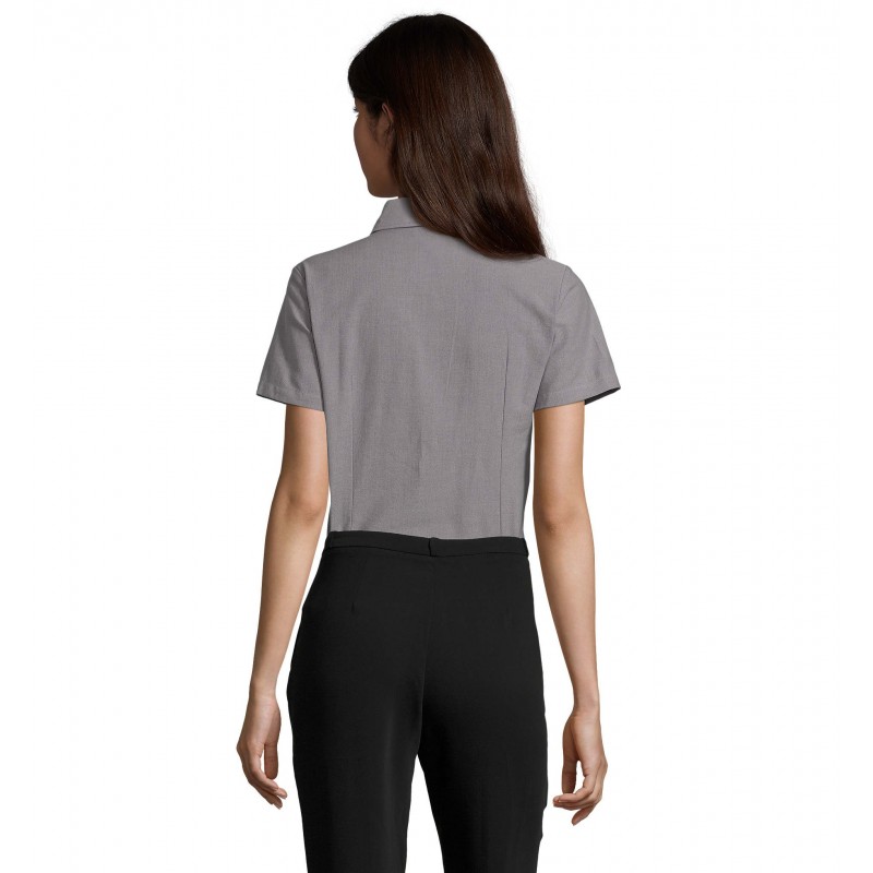 Sol's - Chemise femme oxford manches courtes ELITE - Silver