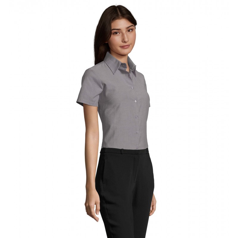 Sol's - Chemise femme oxford manches courtes ELITE - Silver
